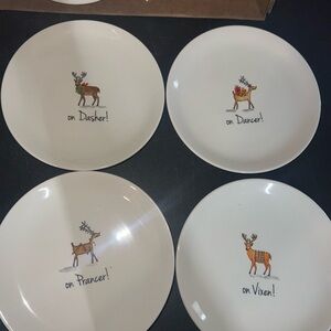 Magenta Reindeer Ceramic tasting Plate Set - Cream and Brown